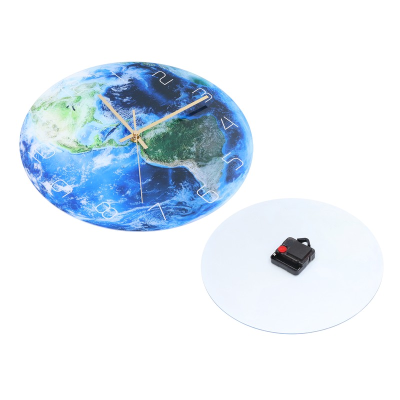 Earth Wall Clock Acrylic Silent Movement Accurate Cutting Stable Non