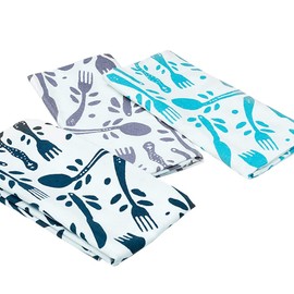 Candy Cottons Cute Decorative Kitchen Towels Spoon & Fork Printed Valentine Retro Spring Easter Basket Hand Dish Towels for Colorful Bar Counter Mop Tea Towels 18x28 Inch 3 pc Set