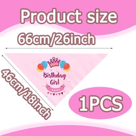 Dog Bandana for Birthday, Bithday Pet Bandana, Pink Triangle Scarf for Small & Medium Dogs, Perfect for Birthday Girl Pets, Birthday Party Accessory