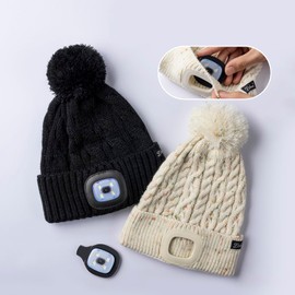 Etsfmoa Unisex Hat with Light for Kids,Winter Knitted Beanie,Gifts for Boys and Girls,Rechargeable Headlamp LED Cap Pink