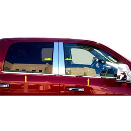 Sizver Chrome Combo Set Stainless Steel Window Sills Pillar Posts Trims Covers For 2009-2017 Dodge Ram 1500 2500 3500 MEGACAB ONLY