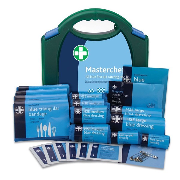 Reliance Medical - 10 Person HSE MasterChef All Blue First Aid Kit For Catering (for Ref 178), Containing Bandages, Plasters, Dressings And Wound Cleaning Wipes