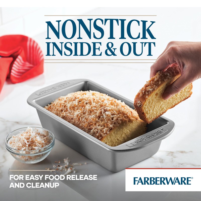 Farberware Nonstick Bakeware 9-Inch x 5-Inch Loaf Pan, Gray -