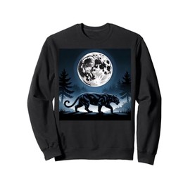 Kids Black Panther Full Moon Trees Sasquatch Black Panther Sweatshirt