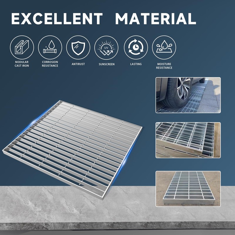 Galvanized Steel Drain Grate,28 * 28in Outdoor Drain Cover,Heavy Duty