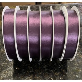 6 Rolls Plum  50 YD ROLL DOUBLE FACE SATIN RIBBON 1” 300 Yards Total