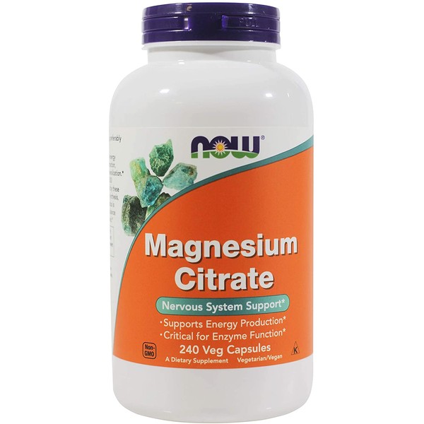 NOW Magnesium Citrate, 400 Milligram 240 Veg Capsules