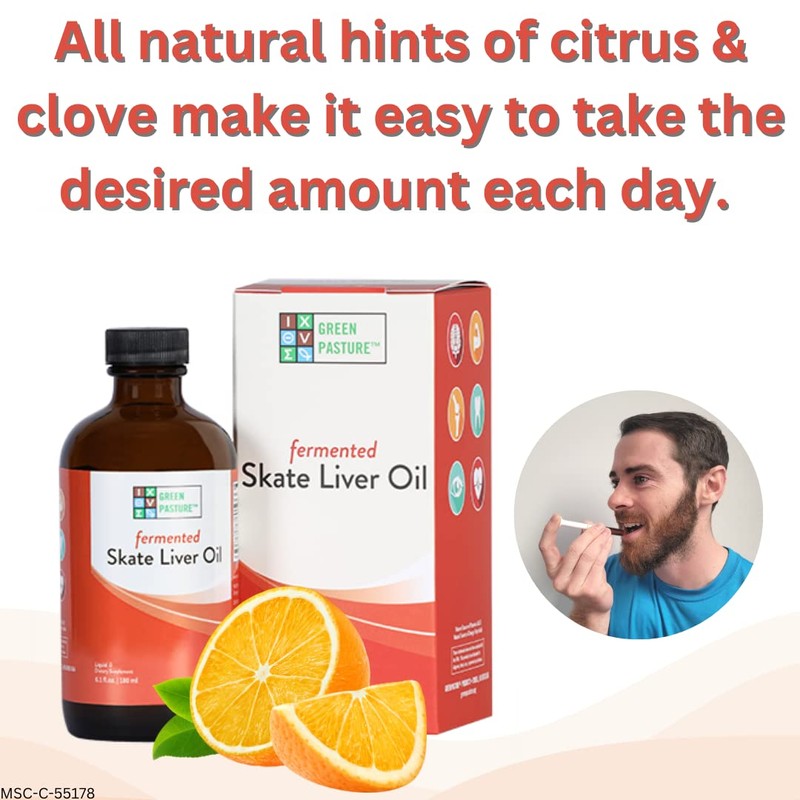 Green Pasture Fermented Skate Liver Oil - Orange - 6.0