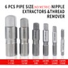 6-Piece Heavy Duty Pipe Extractor Set，Broken Pipe Removal Tool Kit