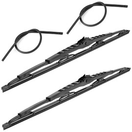 32 Inch Saddle Mount Wiper Blade Replacement for Motorhome Recreational Vehicle RV and Bus with 2 Rubber Refills 9mm 12mm J Hook Window Wiper Blade 32"/32"(2 PCS）