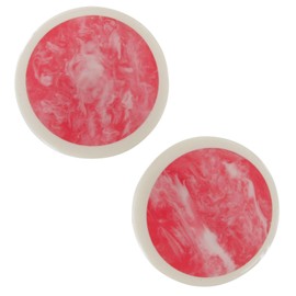 Button Pierced Earrings Pink White Marbled Resin Round Earrings For Women Set