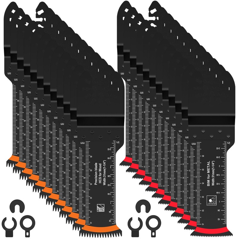 24Pcs Extra Long Oscillating Saw Blade Set Universal Bimetal Oscillating