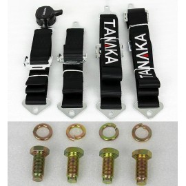 MITSTOCKS 2X TANAKA BLACK 4 POINT CAMLOCK QUICK RELEASE RACING SEAT BELT HARNESS FIT HONDA