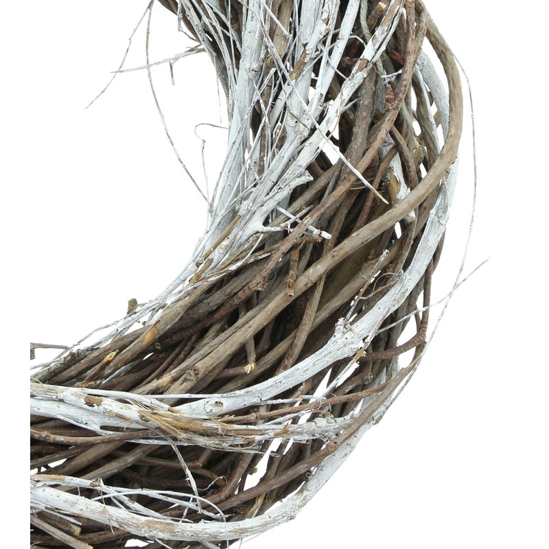 FRANK FLECHTWAREN Rustic Wreath, Magnolia / Elm Branches, Partially Whitewashed