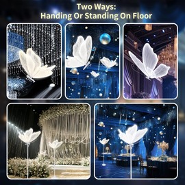 Butterfly Floor Lamp for Wedding Decor - 3 Color LED Ambient Lighting, Wall/Ceiling Mounted Romantic Party Lamp, Iron & Lace Design (23.6in, 1 PCS)
