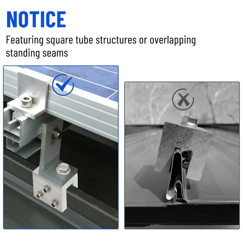 Racewill 6PCS Standing Seam Roof Clamps, Metal Roof Fixing Clamps,
