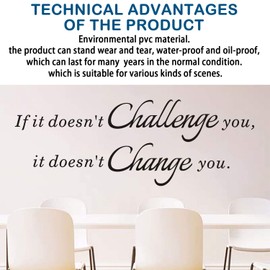 AnFigure Inspirational Wall Decals, Gym Wall Decal, Motivational Dorm Fitness Quotes Classroom School Office Home Art Decor Vinyl Stickers If it Doesn't Challenge You it Doesn't Change You 32"x11.8"