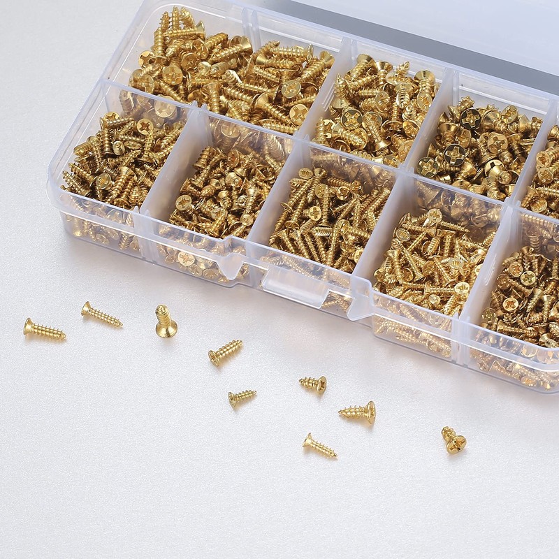 1080 Pieces Small Self-Tapping Screws, M2/M2.5/M3 Wood Screws, 6 mm/8