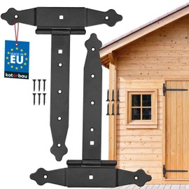 KOTARBAU® Set of 2 Cross Hinges 250 mm Shutter Hinge Band Plate Building Fittings Gate Fitting Wood Connection Throwing Hinge T-Hinge T-Band Powder Coated