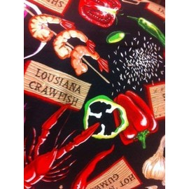 HandMade in USA Louisiana Crawfish Lobster WINDOW CURTAIN VALANCE 43W x 15L Cooking Chef Cotton FABRIC