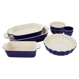 HENCKELS Ceramic 8-pc Mixed Bakeware & Serving Set - Color: Dark Blue - 8-pc
