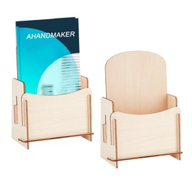 AHANDMAKER 2Pcs Brochure Holder Wooden Pamphlet Holder Table Stand Sign Holder Countertop Organizer Flyer Multi Slot Holder Rack for Booklet, Magazine, Menu