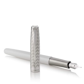 Parker Sonnet Fountain Pen | Metal & Pearl Lacquer with Palladium Trim | Solid 18k Gold Fine Nib | Gift Box