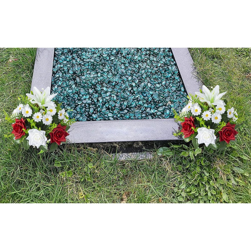 Kukooka Artificial Grave Flowers in Pots, Artificial Rose Lily Daisy
