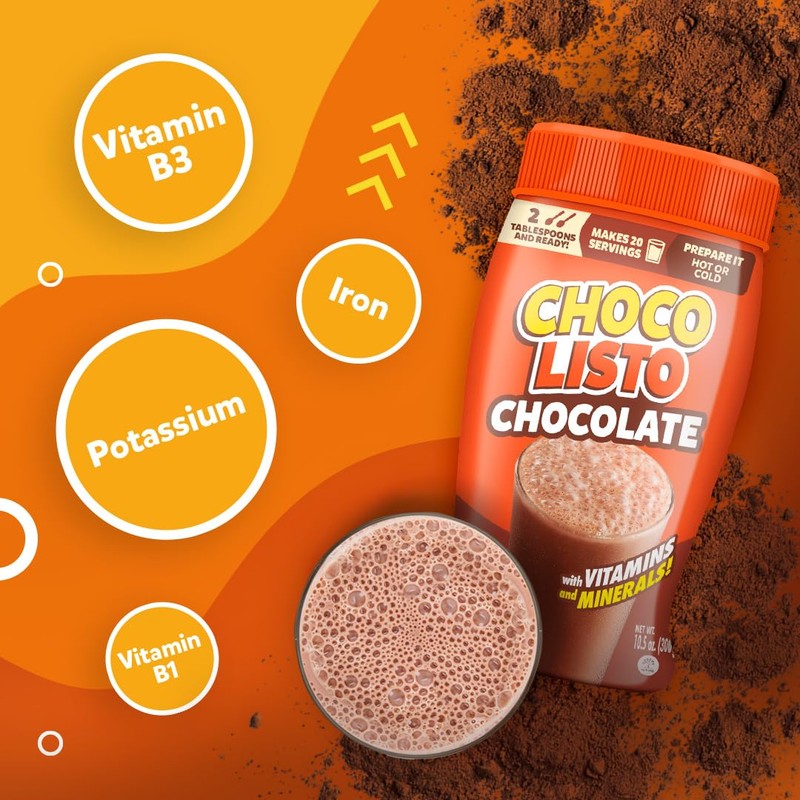 Chocolisto Instant Chocolate Drink, Nutritious Beverage with Vitamins and Minerals,