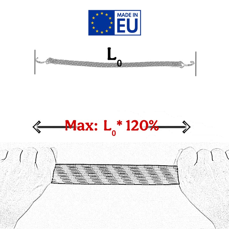 Elastic Bungee Cord with Steel Hooks, 150cm, 120% Stretch, Ideal