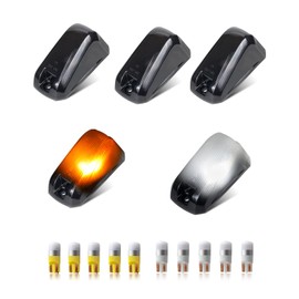 RUXIFEY 5PCS Smoked Cab Roof Marker Lights Lens with 10 LED Light Bulb Top Clearance Running Lights Compatible with Ram ProMaster 1500 2500 3500, (Amber & White)