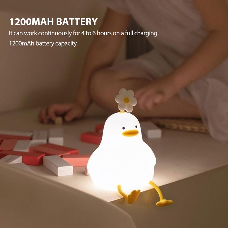 Cute Duck Night Light Silicone Night Lamp 1200mAh Rechargeable Animal