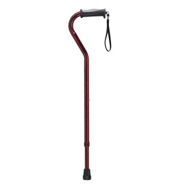 Drive Medical Adjustable Height Offset Handle Cane with Gel Hand Grip, Red Crackle, Universal