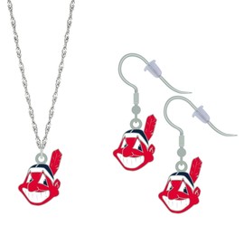 Cleveland Indians Wahoo Necklace and Earrings set w/gift box