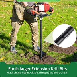 3 PCS Auger Extension Drill Bits, 3/4” Shaft Earth Auger Drill Bit Extension, Auger1 Drill Bit Extension Bar, Garden Spiral Hole Drill Bit Extension1 Rod, Post Hole Digger Replacement,Thickened Design