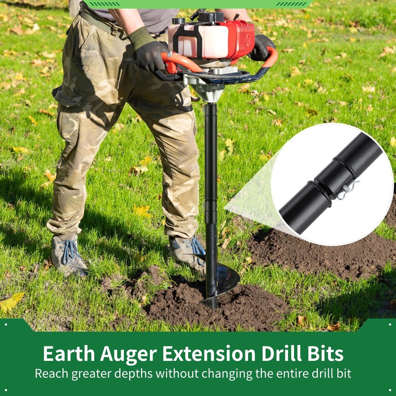 3 PCS Auger Extension Drill Bits, 3/4” Shaft Earth Auger