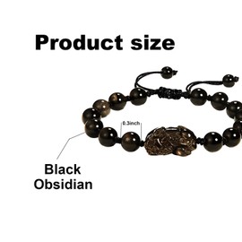 DREAM DYNAMOS Obsidian Pixiu 8mm mm Feng Shui Beads, Suitable for Men and Women, Stretch Obsidian Bracelet, Bring Wealth, Attract Wealth, Health and Good Luck, Protection Healing Bracelet