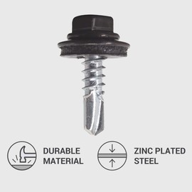 (Pack of 150) Metal Roofing Screws 3/16" x 3/4" (4.8 x 19 mm) Self-Drilling Screws with EPDM Washers Painted Hex Washer Tapping Screw Grey Brown RAL 8019