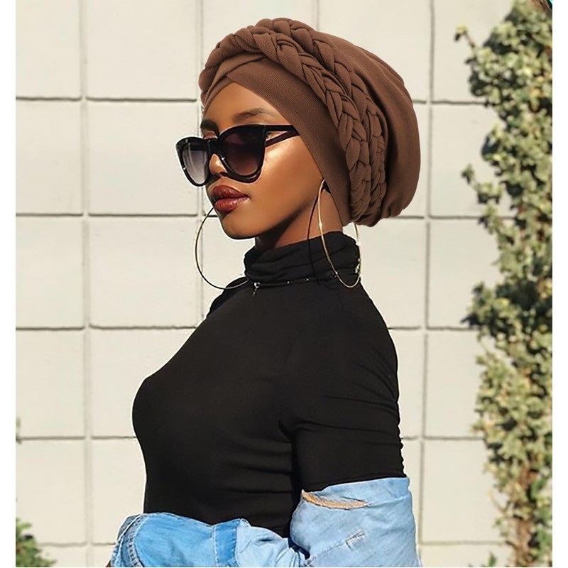 DRESHOW African Women's Turban Double Braid Headwear Headwear Chemo Cap
