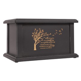 Wooden Urns for Human Ashes - Wood Cremation Urns Adult for Funeral, Burial or Home - Urns for Ashes Men Women - Decorative Urn for Ashes Male Female (Black Tree of Life, No Frame)