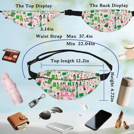 BWWKTOP Sorority Sisters Waist Bag Pink And Green Sorority Gift Sisterhood Belt Bag Sorority Greek Paraphernalia, Pink And Green-PB, Leisure