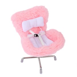 Doll Car Seat with Seat Leg, Light Pink Soft Furry Cushion Doll Sofa with Air Vent Clip & Aromatherapy Box Cute Ornament Accessories for Desktop & Car Display