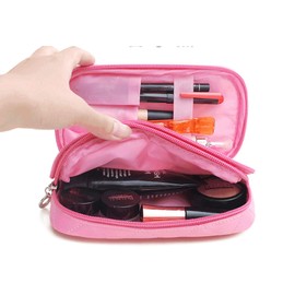 Xicennego travel makeup train makeup bag mini portable cosmetics makeup brush storage bag nylon material waterproof and dustproof (rosered mini)