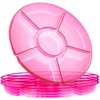 Plasticpro 6 Sectional Round Plastic Serving Tray/Platters Pink Pack of