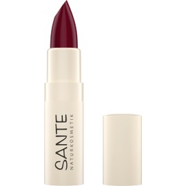 SANTE Naturkosmetik Moisture Lipstick 07 Mulberry, pflegender Lippenstift mit Hyaluron, Plump Effekt und Sepilift, Lippenpflege für geschmeidige Lippen in dunkel leuchtendem Rotton, 4,5g