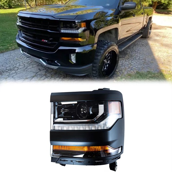 Unbranded For 2016-2019 Chevy Silverado 1500 HID/Xenon LED DRL Projector