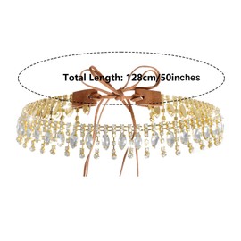 Haakong Rhinestone Cowboy Hat Band for Women Adjustable Bling Western Style Cowgirl Hat Belt for Cowgirl Party (Silver and Gold)