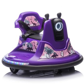 12V Kids Ride On Bumper car W/Parents control,Rotate 360 degrees,Bumper strip,Light belt,MP3,For kids of 2-5 Years Electric Toys Fun - Color: Purple