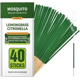 Mosquito Repellent Incense Sticks 40 Pieces per Box - Citronella Incense Sticks or Outdoor Patio/Citronella Oil/Lemongrass and Rosemary Oil/Made with Natural Based Essential