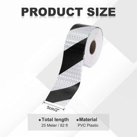 MECCANIXITY Reflective Tape, 2 Inch x 82 ft Warning Safety Sticker Night Reflectors Self-Adhesive Trailer Reflector Twill Tape for Cars Trucks, Black White